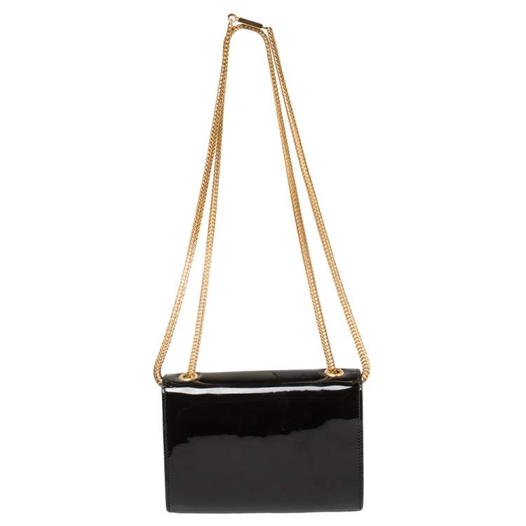 Pre Owned Saint Laurent Black Patent Leather Small Kate Tassel Crossbody Bag