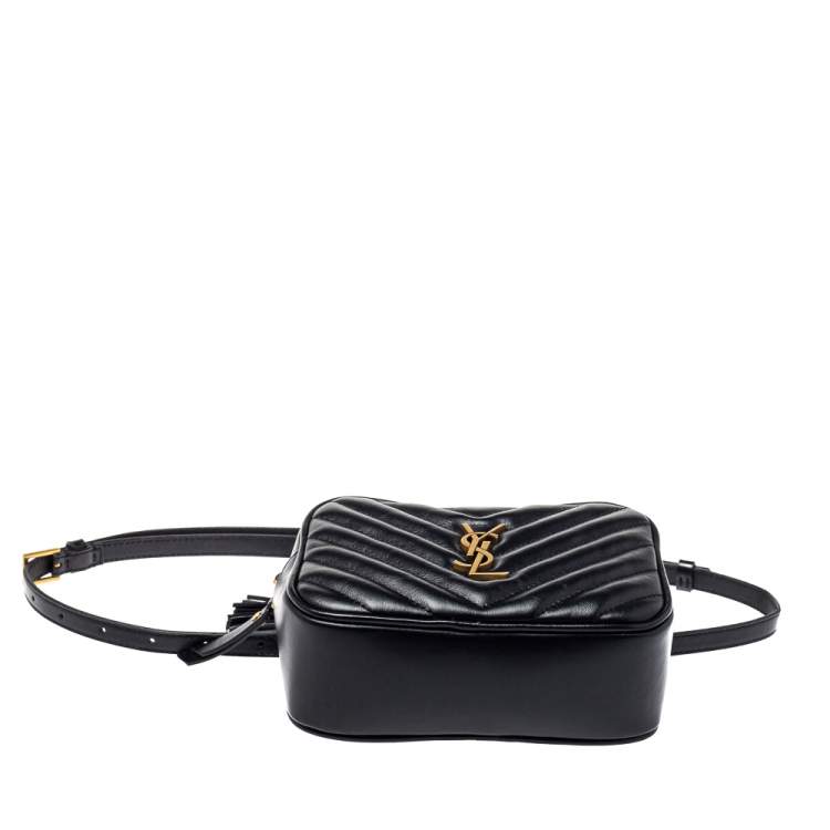 Pre Owned Saint Laurent Black Quilted Leather Lou Belt Bag