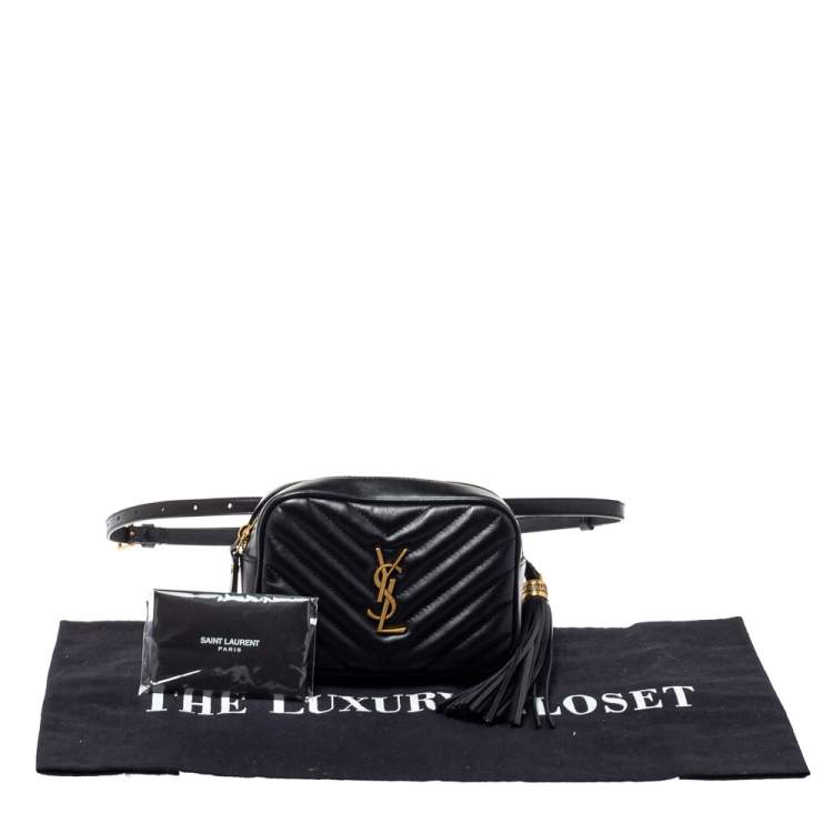Pre Owned Saint Laurent Black Quilted Leather Lou Belt Bag