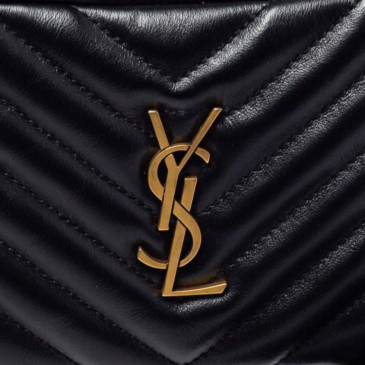 Pre Owned Saint Laurent Black Quilted Leather Lou Belt Bag