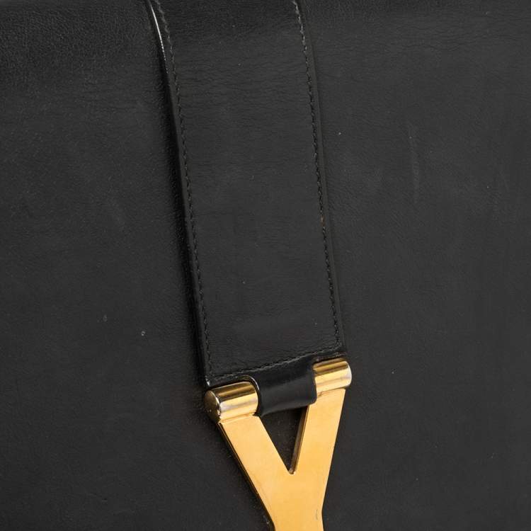 Pre Owned Saint Laurent Black Leather Y-Ligne Flap Crossbody Bag