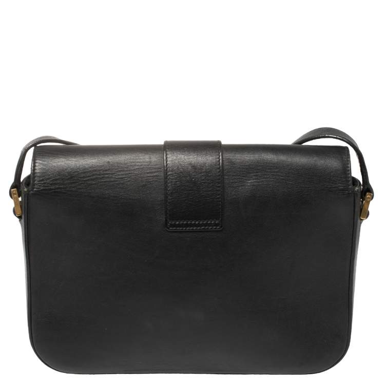 Pre Owned Saint Laurent Black Leather Y-Ligne Flap Crossbody Bag