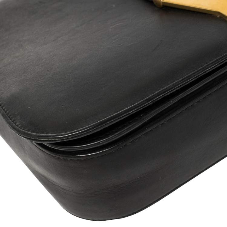 Pre Owned Saint Laurent Black Leather Y-Ligne Flap Crossbody Bag