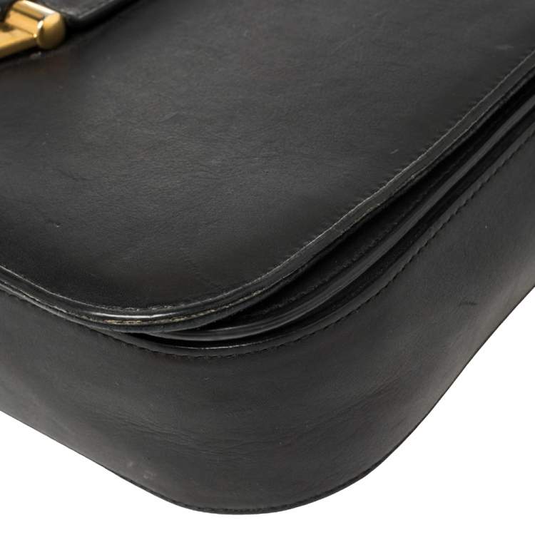 Pre Owned Saint Laurent Black Leather Y-Ligne Flap Crossbody Bag