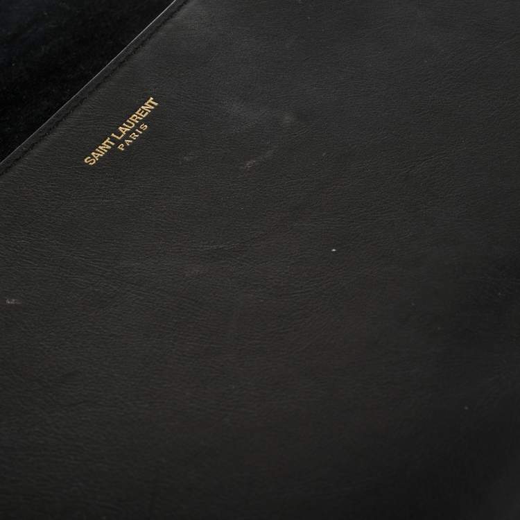 Pre Owned Saint Laurent Black Leather Y-Ligne Flap Crossbody Bag