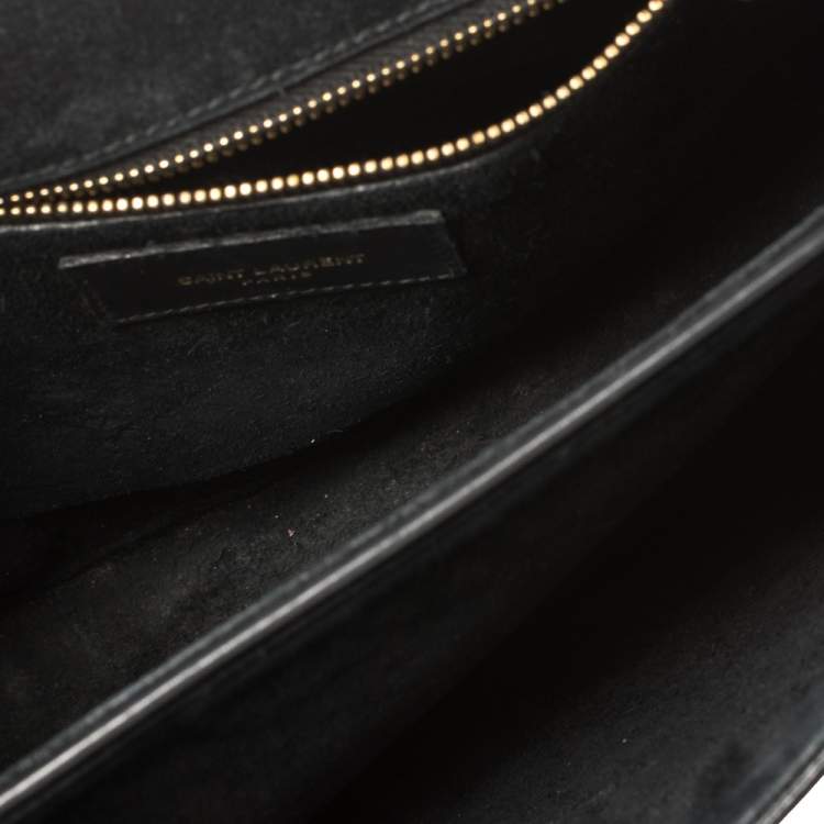 Pre Owned Saint Laurent Black Leather Y-Ligne Flap Crossbody Bag