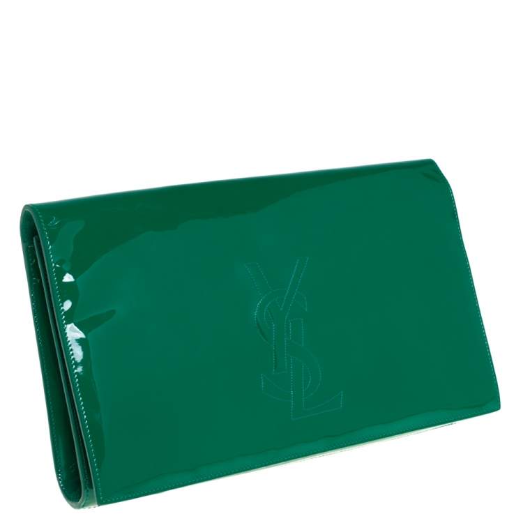 Pre Owned Yves Saint Laurent Green Patent Leather Belle De Jour Clutch