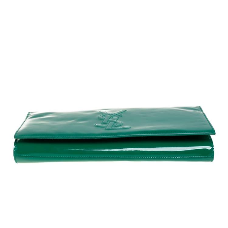 Pre Owned Yves Saint Laurent Green Patent Leather Belle De Jour Clutch