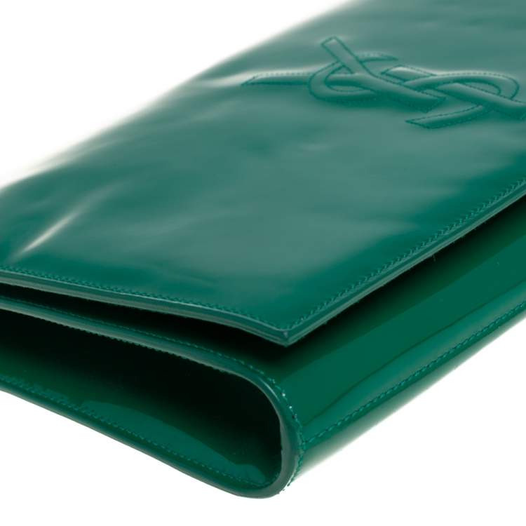 Pre Owned Yves Saint Laurent Green Patent Leather Belle De Jour Clutch