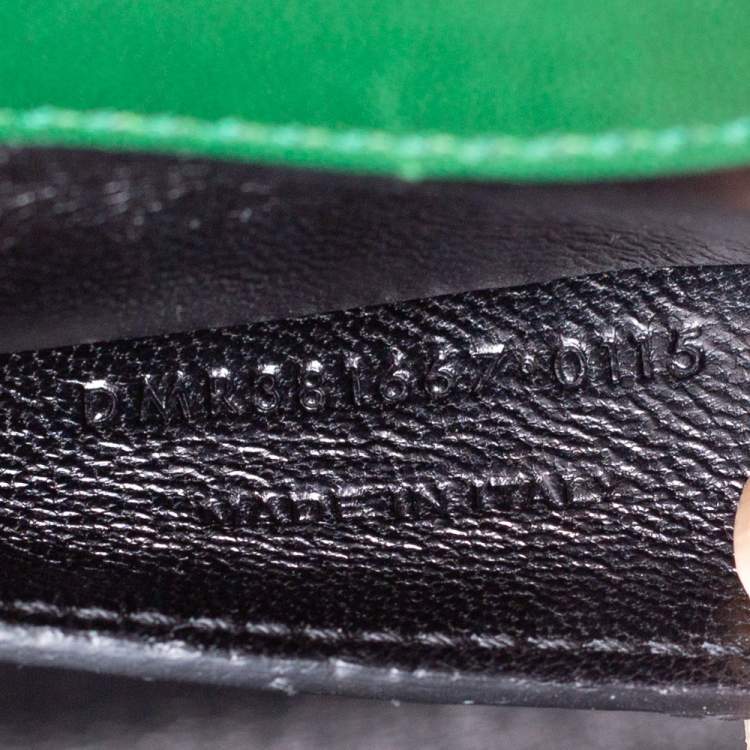Pre Owned Saint Laurent Green Chevron Leather Medium Cassandre Flap Bag