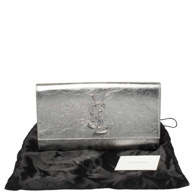 Pre Owned Yves Saint Laurent Silver Leather Belle De Jour Clutch