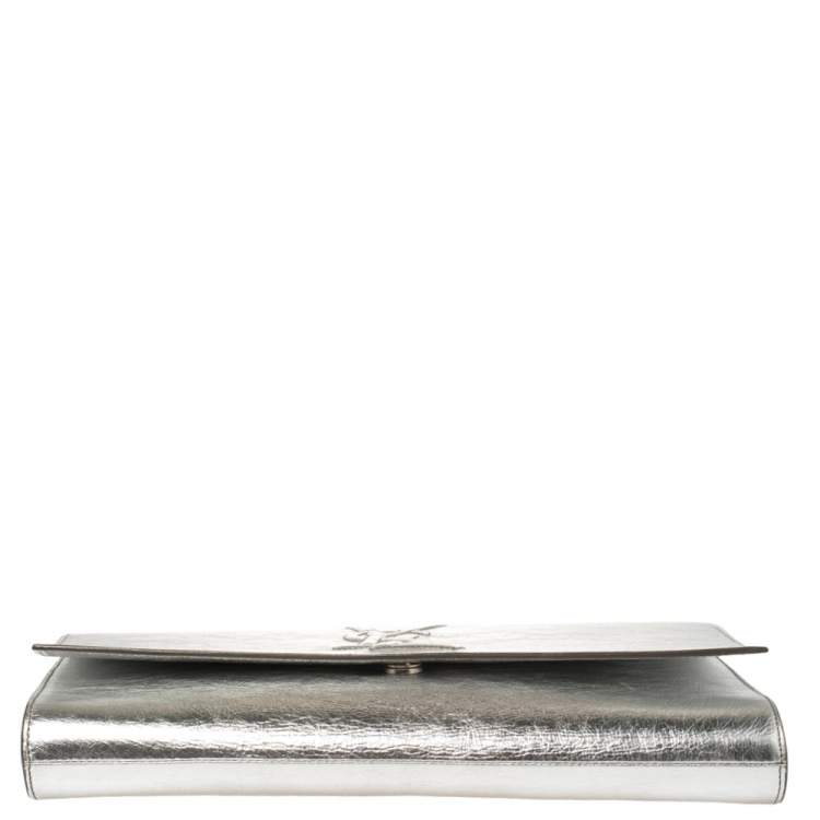 Pre Owned Yves Saint Laurent Silver Leather Belle De Jour Clutch