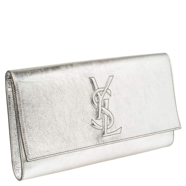 Pre Owned Yves Saint Laurent Silver Leather Belle De Jour Clutch