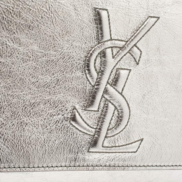 Pre Owned Yves Saint Laurent Silver Leather Belle De Jour Clutch