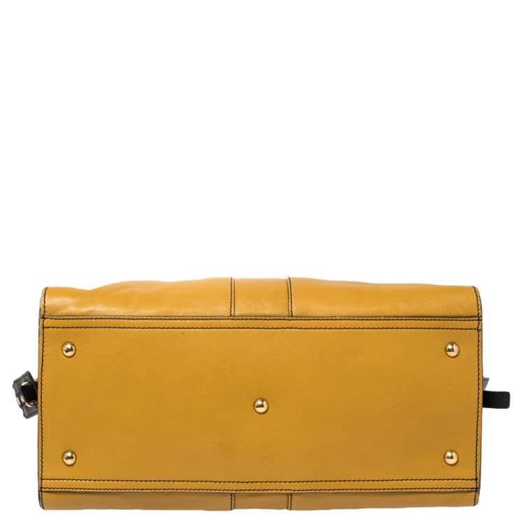Pre Owned Yves Saint Laurent Mustard/Black Leather Medium Cabas Y-Ligne Tote
