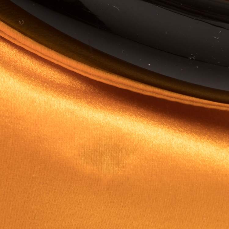 Pre Owned Yves Saint Laurent Orange Satin Horn Embellished Flap Shoulder Bag