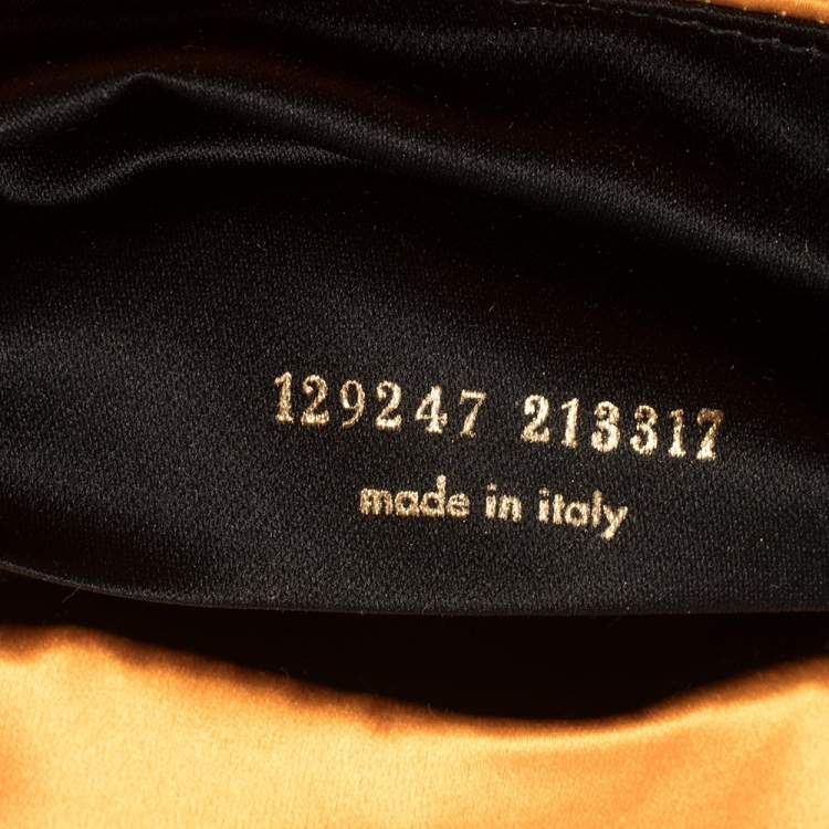 Pre Owned Yves Saint Laurent Orange Satin Horn Embellished Flap Shoulder Bag
