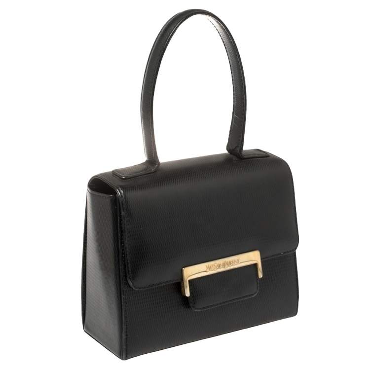 Pre Owned Yves Saint Laurent Black Leather Top Handle Bag