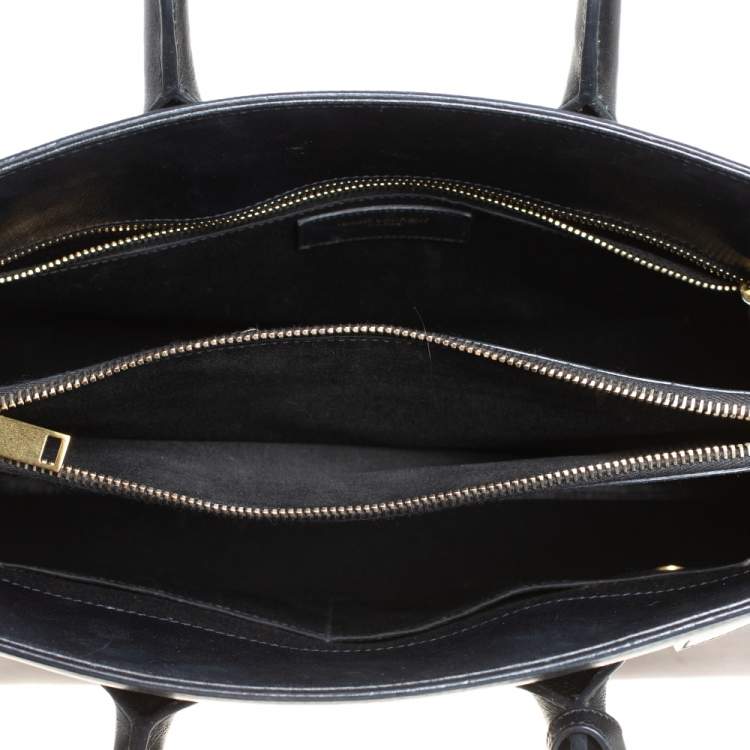 Pre Owned Saint Laurent Burgundy/Black Leather Small Classic Sac De Jour Tote