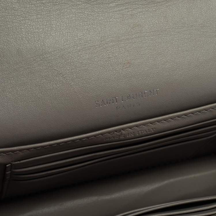 Pre Owned Saint Laurent Grey Croc Embossed Leather Mini Sunset Chain Bag
