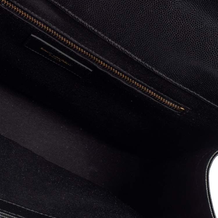 مملوكة مسبقًا Saint Laurent Black Matelasse Leather Large Cassandre Flap Bag