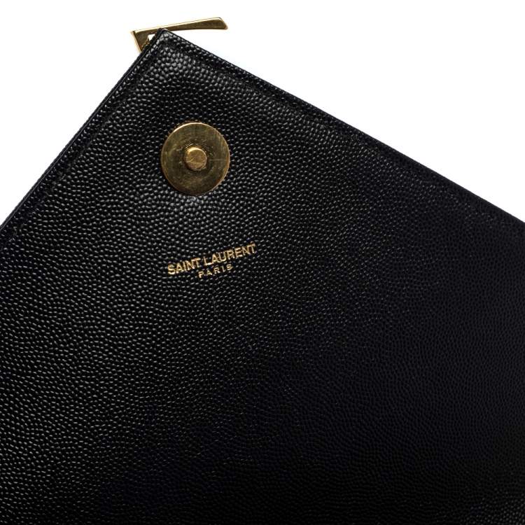 مملوكة مسبقًا Saint Laurent Black Matelasse Leather Large Cassandre Flap Bag