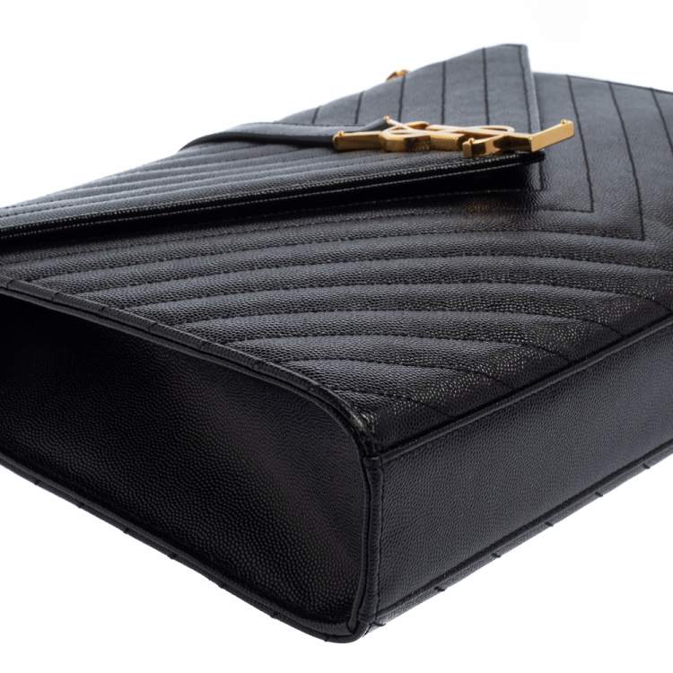 مملوكة مسبقًا Saint Laurent Black Matelasse Leather Large Cassandre Flap Bag