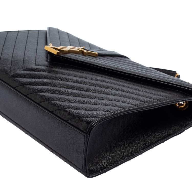 مملوكة مسبقًا Saint Laurent Black Matelasse Leather Large Cassandre Flap Bag
