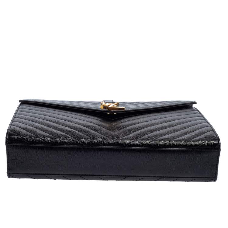 مملوكة مسبقًا Saint Laurent Black Matelasse Leather Large Cassandre Flap Bag