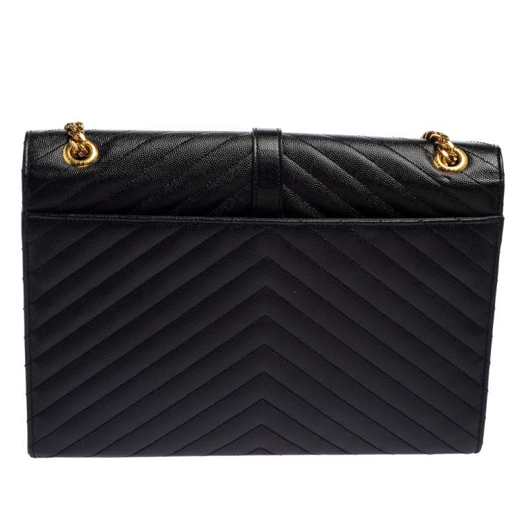 مملوكة مسبقًا Saint Laurent Black Matelasse Leather Large Cassandre Flap Bag
