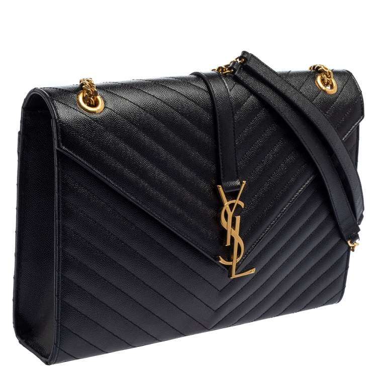 مملوكة مسبقًا Saint Laurent Black Matelasse Leather Large Cassandre Flap Bag