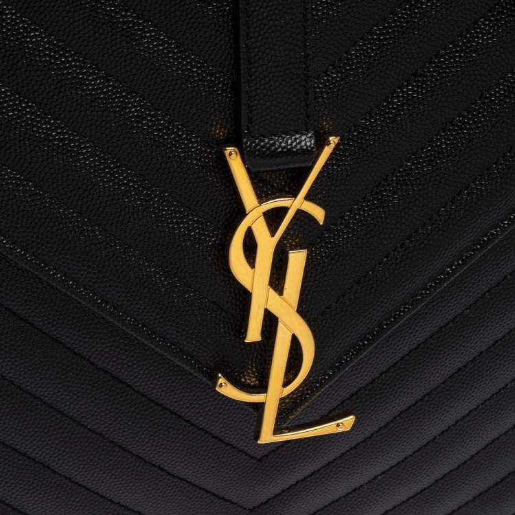 مملوكة مسبقًا Saint Laurent Black Matelasse Leather Large Cassandre Flap Bag