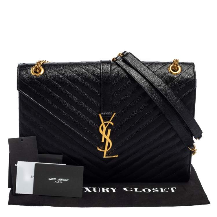 مملوكة مسبقًا Saint Laurent Black Matelasse Leather Large Cassandre Flap Bag