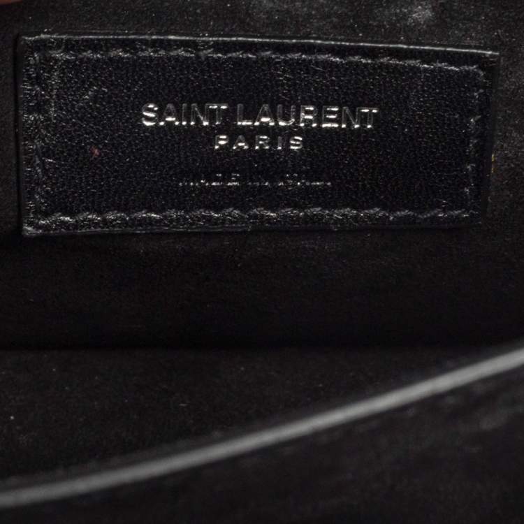 Pre Owned Saint Laurent Black Shiny Croc Embossed Leather Medium Sunset Shoulder Bag