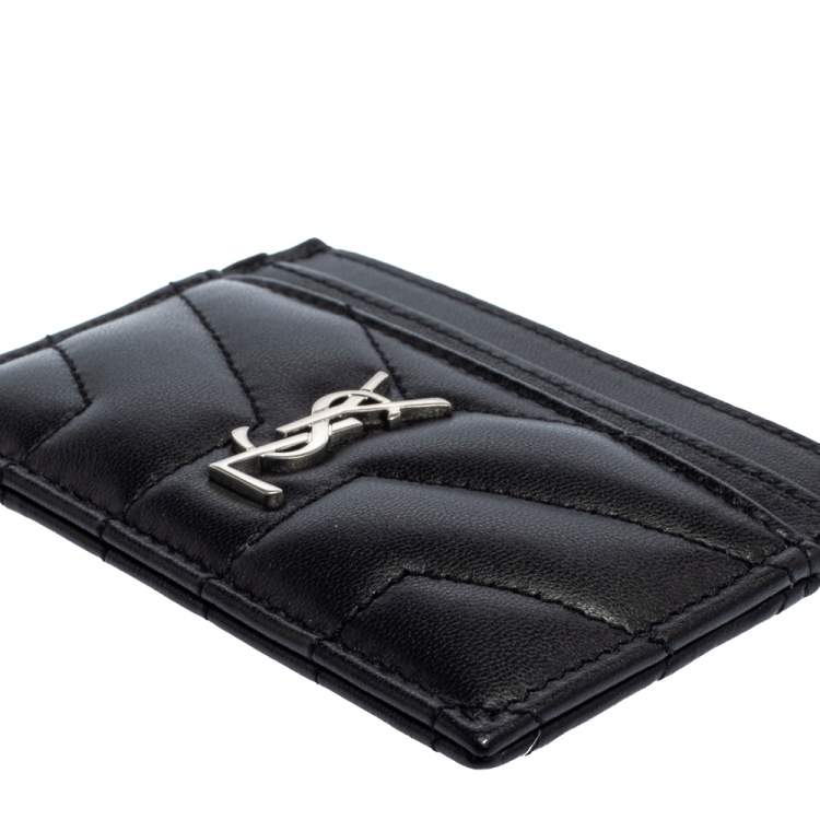 Pre Owned Saint Laurent Black Quilted Leather Card Holder