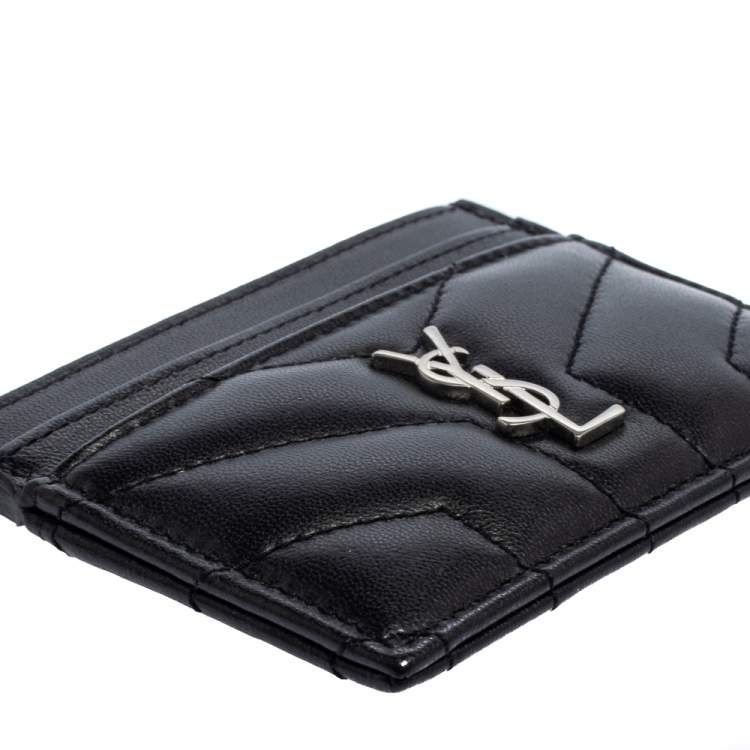 Pre Owned Saint Laurent Black Quilted Leather Card Holder