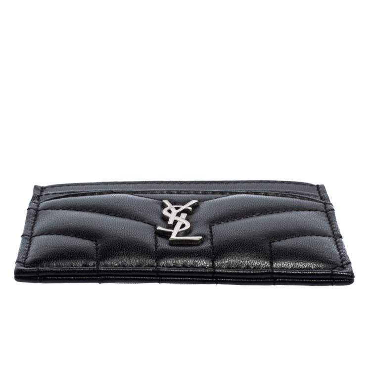 Pre Owned Saint Laurent Black Quilted Leather Card Holder