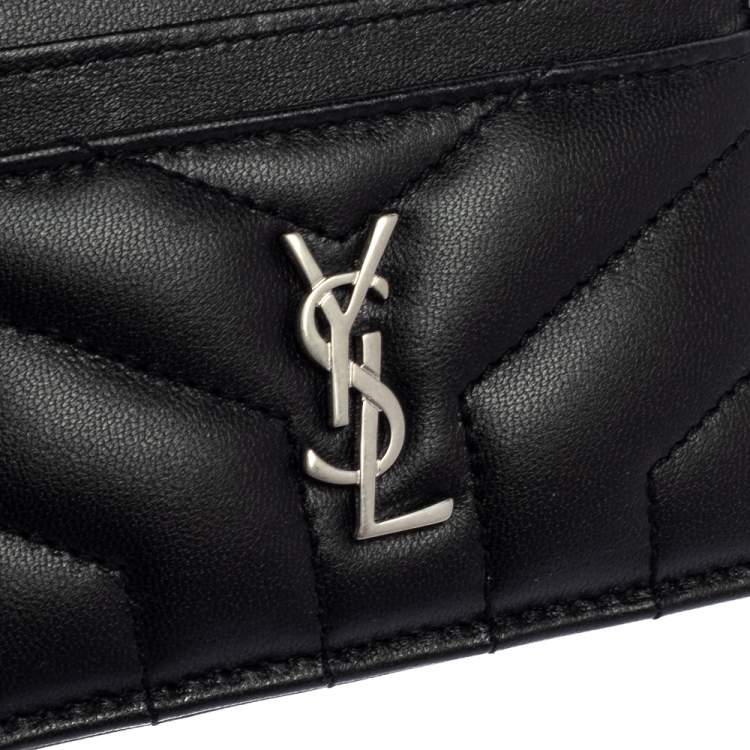 Pre Owned Saint Laurent Black Quilted Leather Card Holder