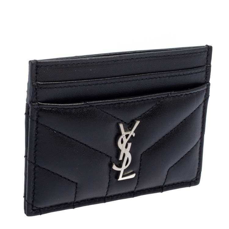 Pre Owned Saint Laurent Black Quilted Leather Card Holder