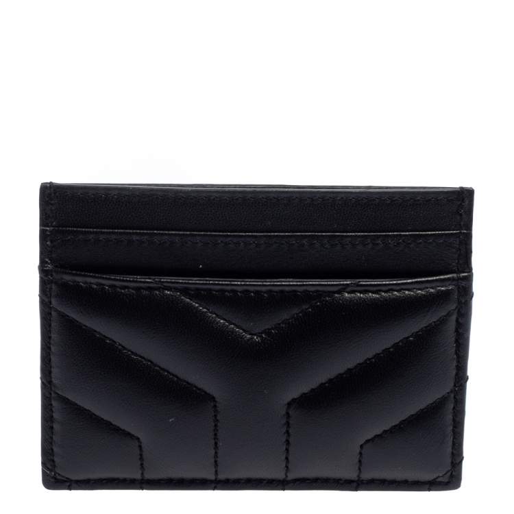 Pre Owned Saint Laurent Black Quilted Leather Card Holder