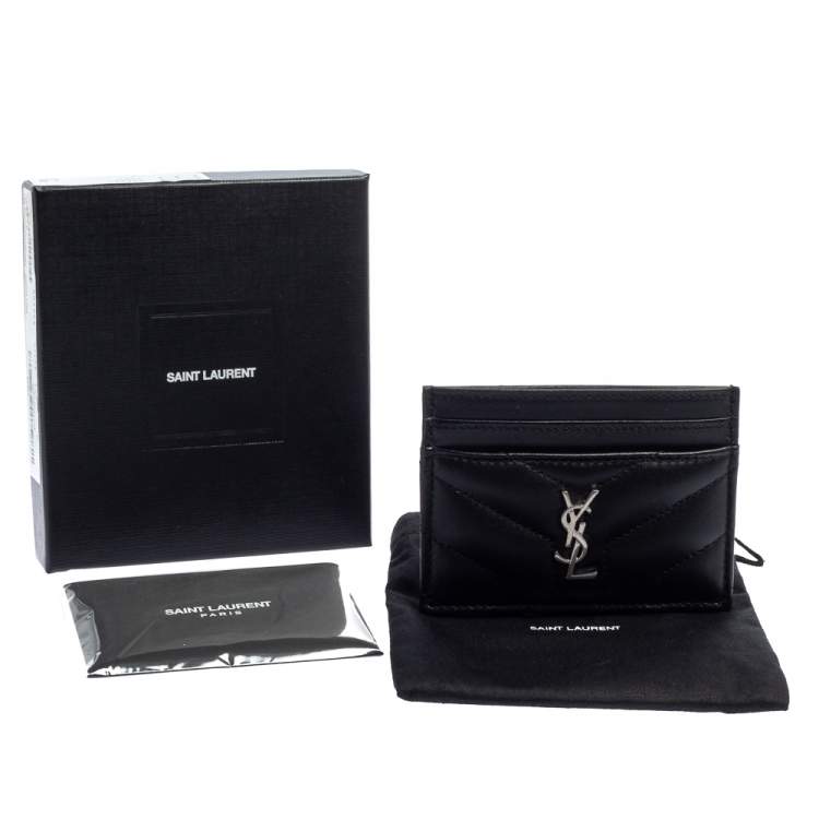 Pre Owned Saint Laurent Black Quilted Leather Card Holder