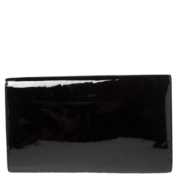 Pre Owned Yves Saint Laurent Black Patent Leather Belle De Jour Clutch