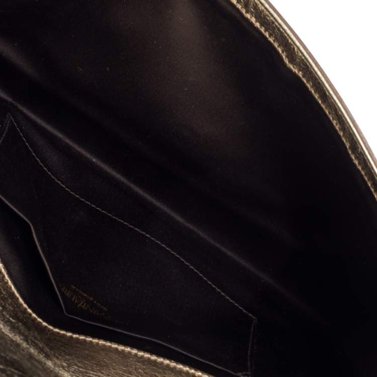 Pre Owned Yves Saint Laurent Metallic Gold Leather Belle De Jour Clutch