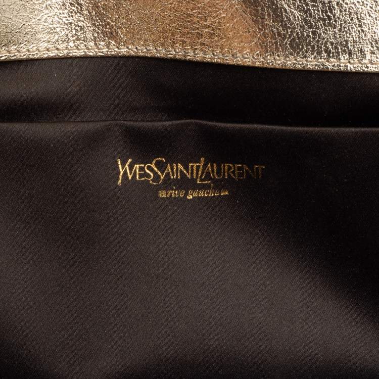 Pre Owned Yves Saint Laurent Metallic Gold Leather Belle De Jour Clutch