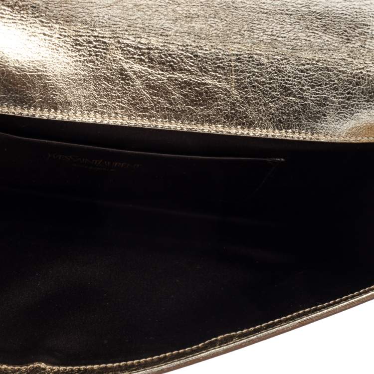 Pre Owned Yves Saint Laurent Metallic Gold Leather Belle De Jour Clutch