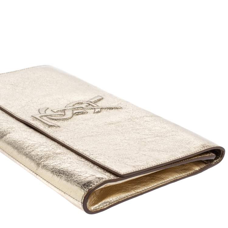 Pre Owned Yves Saint Laurent Metallic Gold Leather Belle De Jour Clutch