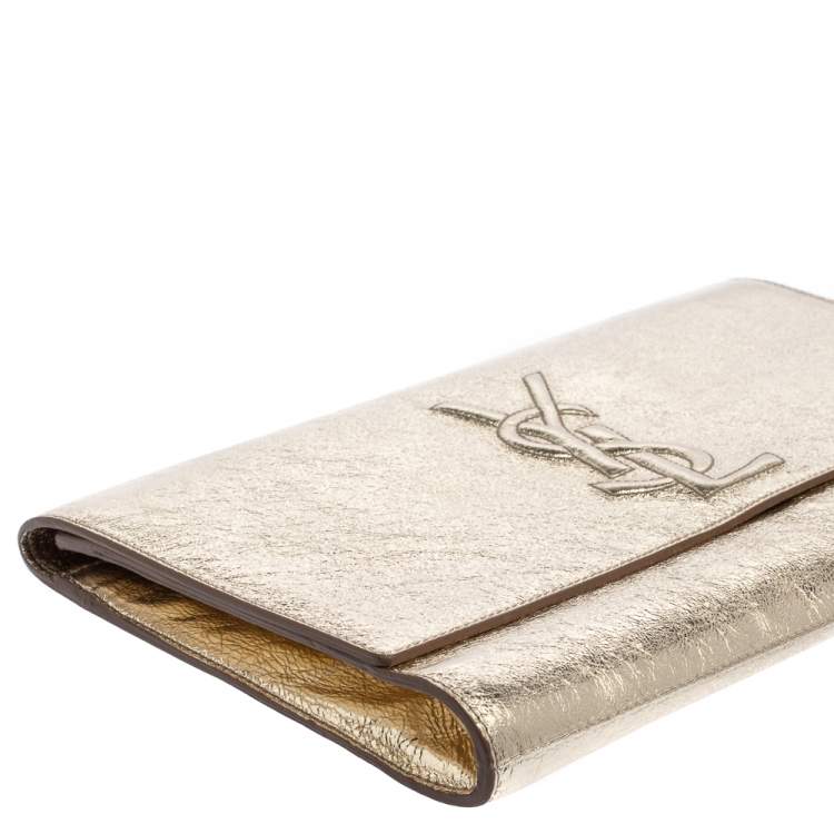 Pre Owned Yves Saint Laurent Metallic Gold Leather Belle De Jour Clutch