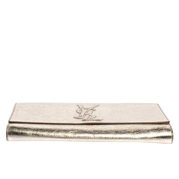 Pre Owned Yves Saint Laurent Metallic Gold Leather Belle De Jour Clutch