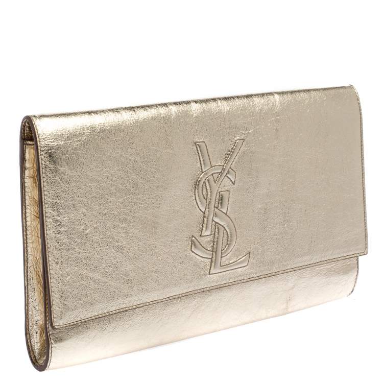 Pre Owned Yves Saint Laurent Metallic Gold Leather Belle De Jour Clutch
