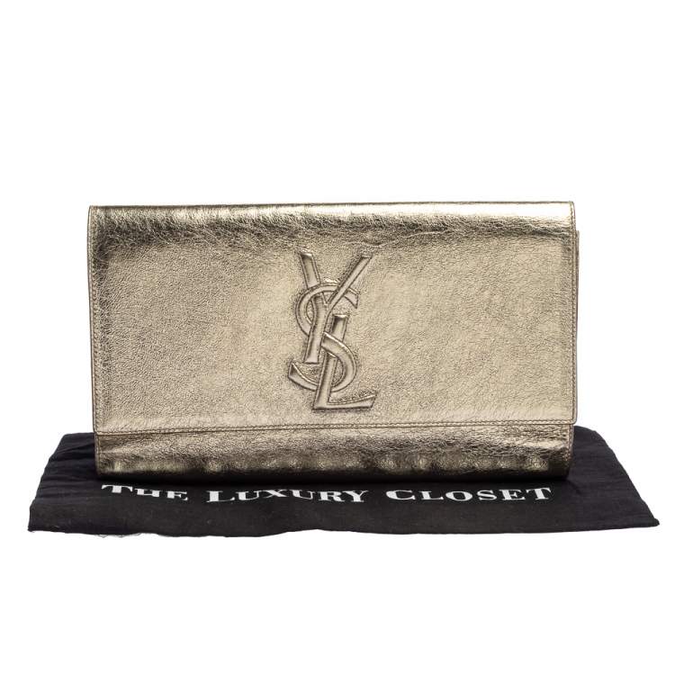 Pre Owned Yves Saint Laurent Metallic Gold Leather Belle De Jour Clutch